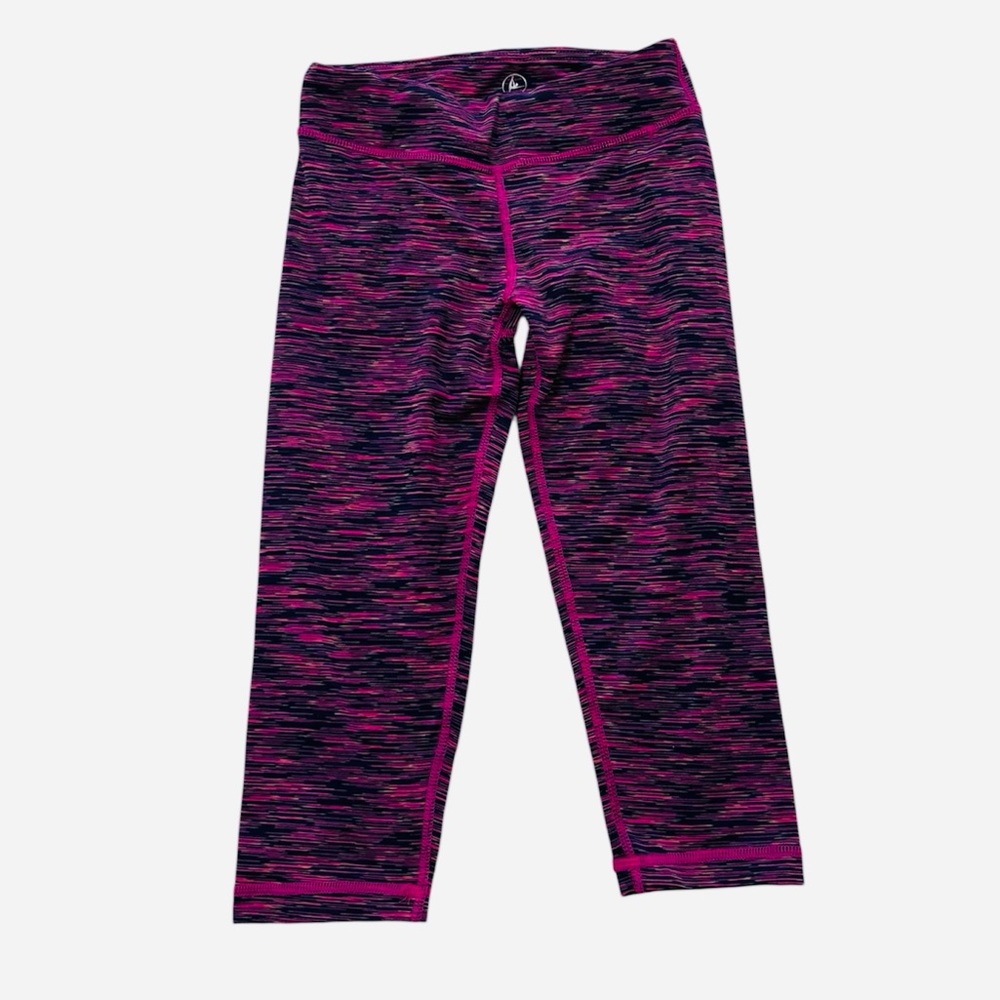90 Degree By Reflex Vibrant Pink and Black Calf Length Leggings Girls Size 7/8